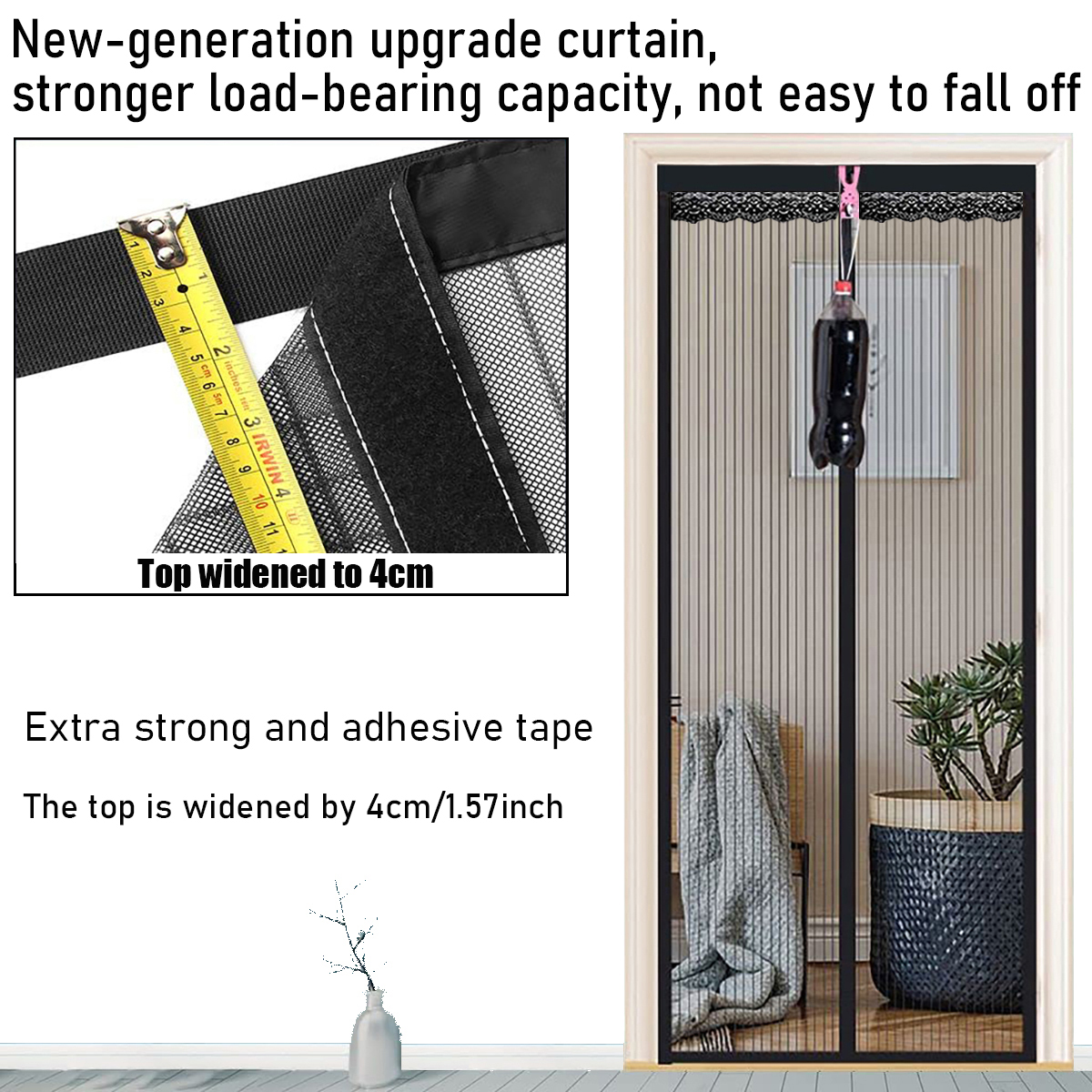 Magnetisk skjermdørgardin anti-myggnett flue insektnett automatisk lukking tilpasset størrelse enkel installasjon