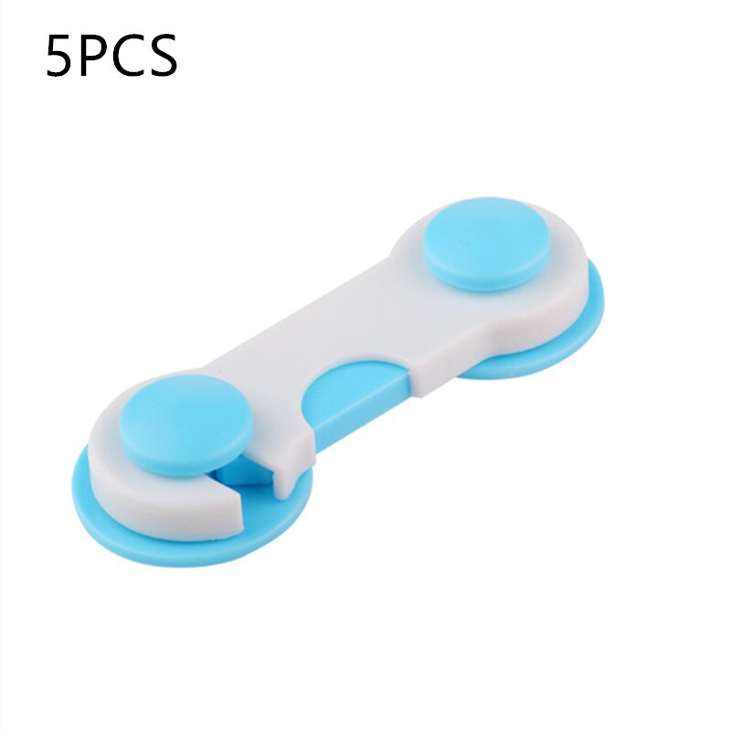 5pcs/lot Multi-function Child Baby Safety Lock Cupboard Cabinet Door Drawer Safety Locks Children Security Protector Baby Care: 5pcs White Blue