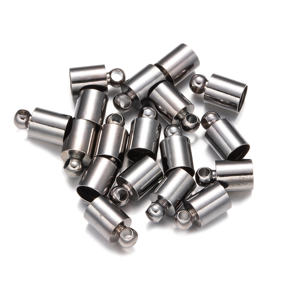 50Pcs/Lot 2-10mm Round Tassel Leather Cord End Crimp Caps Beads DIY Jewelry Making Bracelet Necklace Leather Cord Connectors