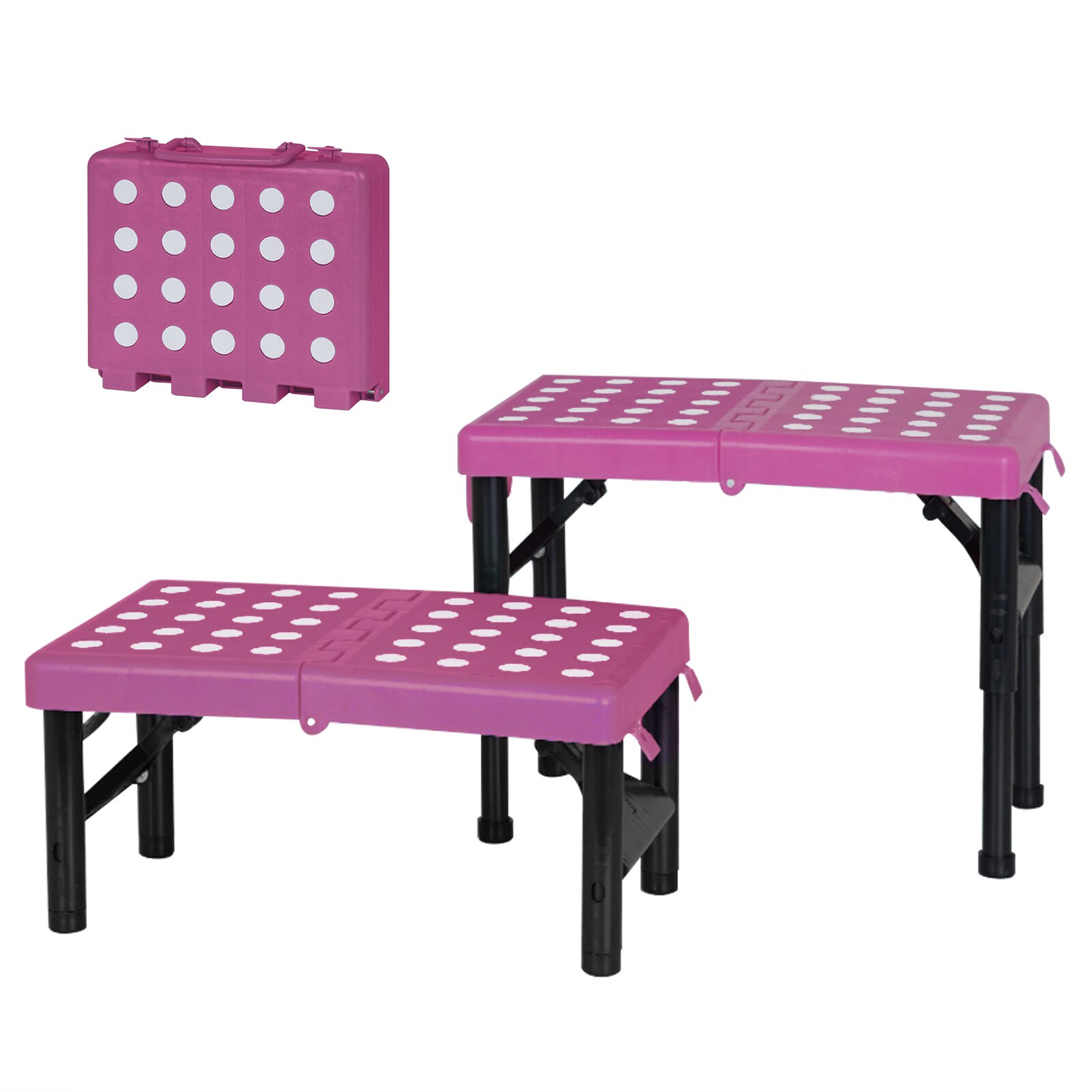 Portable Folding Stool with Handle Adjustable Heavy Duty Stepping Stool Anti-Skid Folding Step Stool for Travel Camping Fishing: P