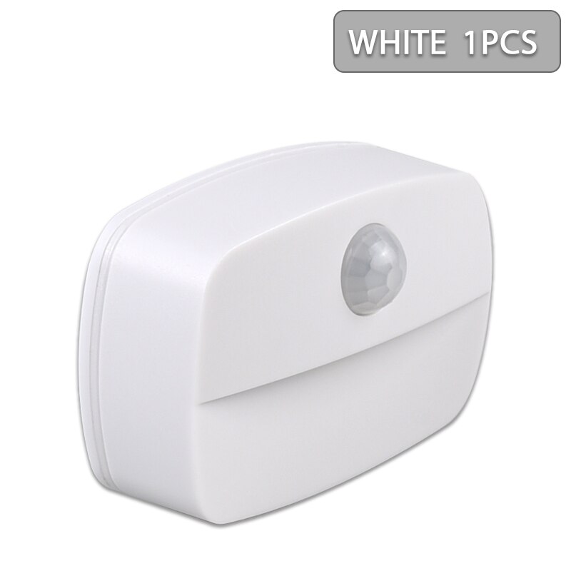 5pcs Wireless PIR Motion Auto Sensor LED Night Lights Hallway Closet Stair Room Lamps: white 1pc