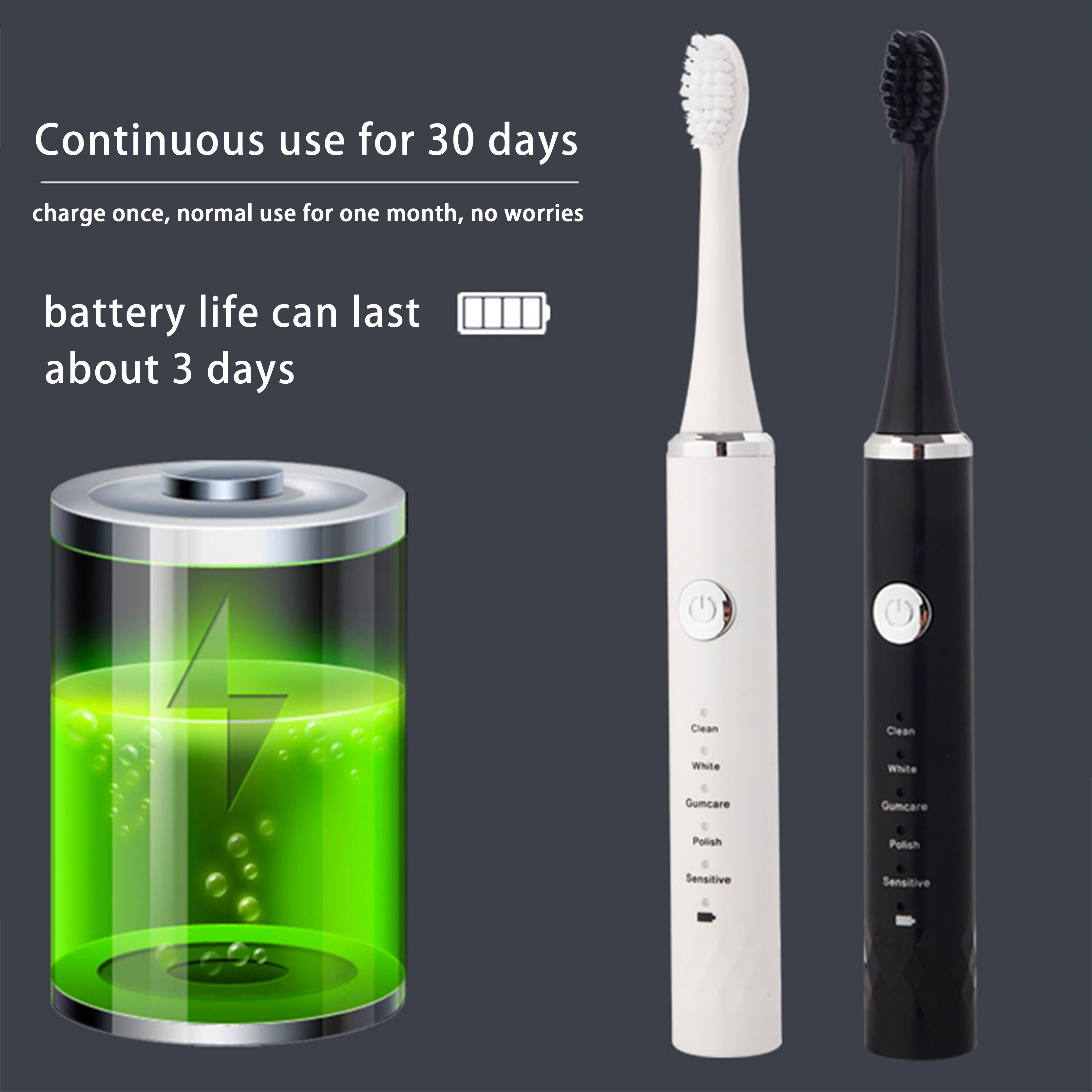 Ultra Whitening Toothbrush ADA Accepted Rechargeable Toothbrush Travel carry Ultra Sonic Motor & Wireless Charging Smart Timer