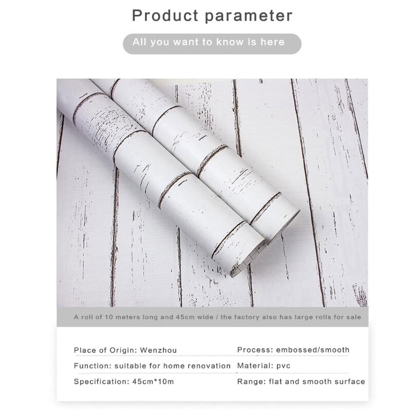 Pvc Zelfklevende Witte Houtnerf Meubels Kabinet Behang