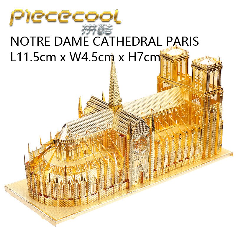 PIECECOOL Famous Buildings Over the World 3D Metal Assembly Model Jigsaw Puzzle London Eye Notre Dame De Paris Collection: P016G