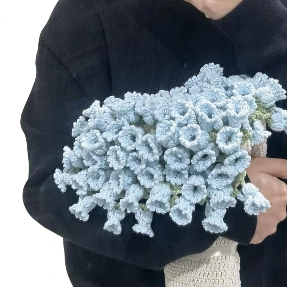 DIY Crochet Rose Bouquet Blanket Kit - Unfinished Handmade Flower Throw for Craft Lovers, Home Decor & Making(80cm, Yarn ): Blue