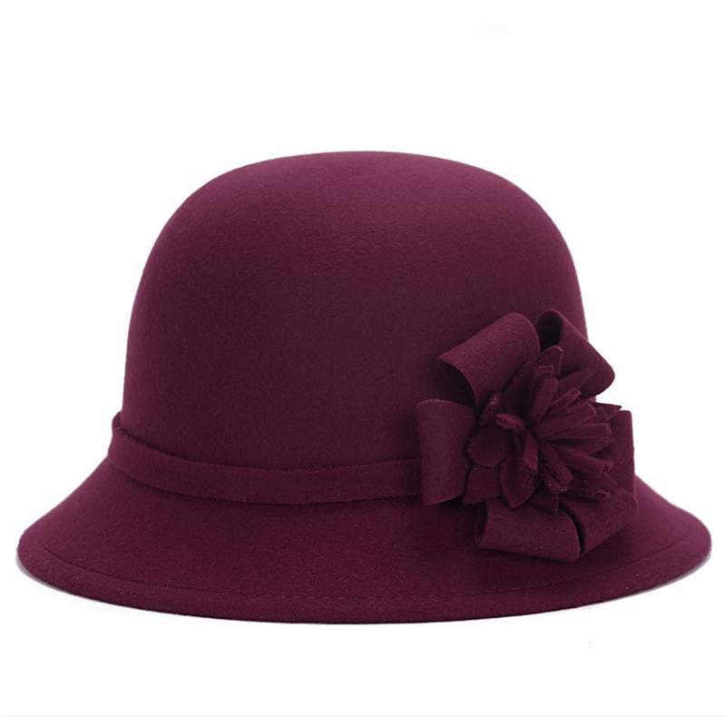 Elegent Frauen Wolle Filz Blumen Fedora Hütte Damen Breiter Krempe Hütte Herbst Winter Edle Europäischen Amerikanischen Elegante Mädchen Kappe