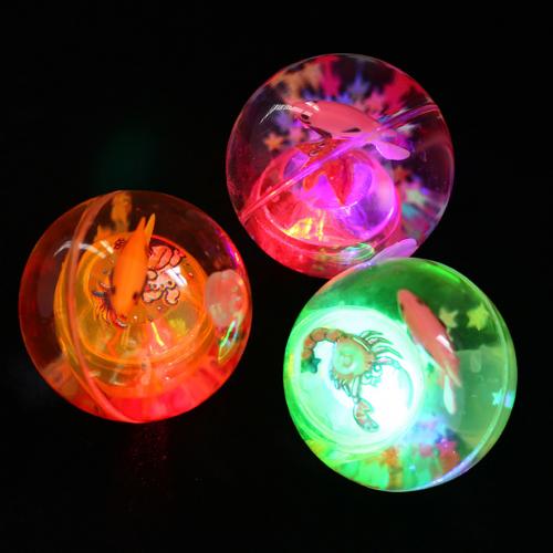 Cartoon Fish Inside Auto Vibration Switch Glowing Elastic Ball With Rape Kid Toy Novel Funny Decompression toy For Children: Default Title