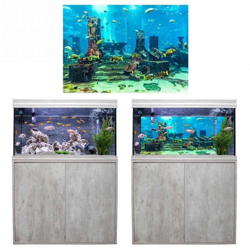 PVC Coral Aquarium Background Underwater Poster Fish Wall Decorations Sticker Blue Fresh Sea Fish Tank Background