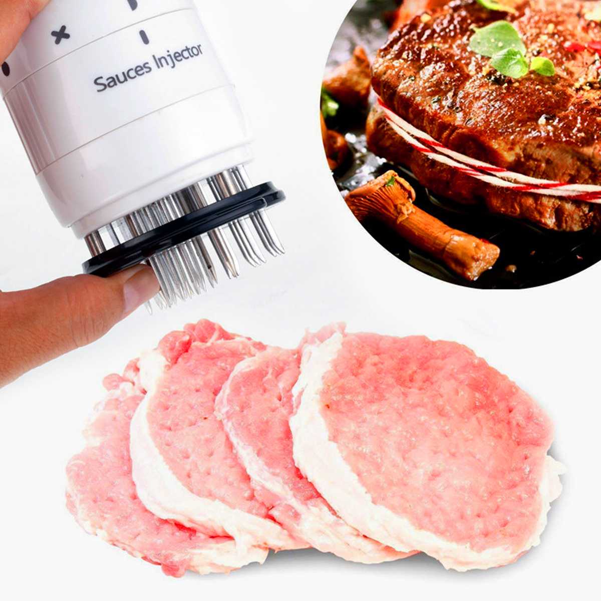 Meat Tenderizer Needle Steak Meat Injector Marinade Flavor Syringe Kitchen Gadgets Meat Tools Seasoning Injection Multi Function