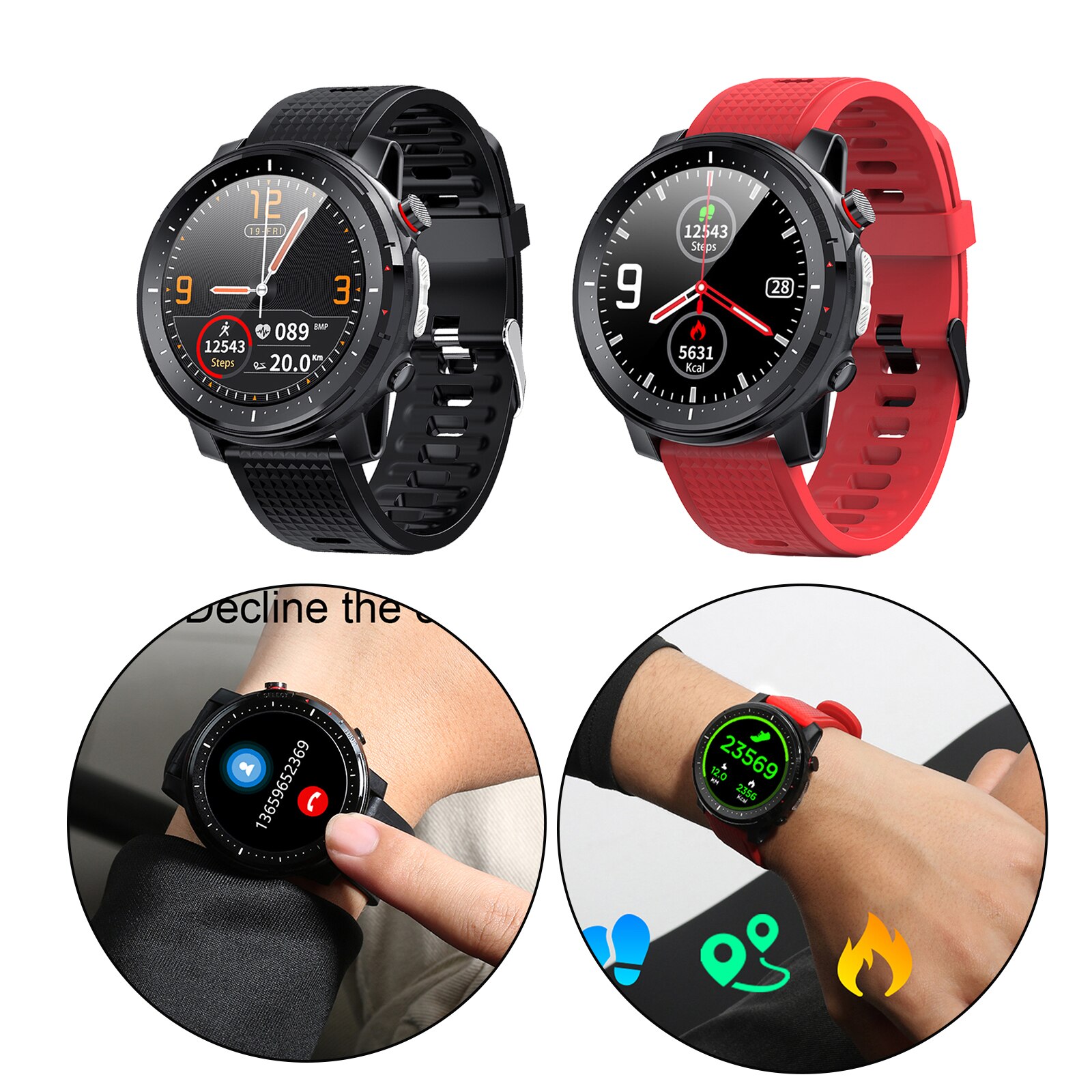L15 Smart Watch 1.3" Monitor Sports Fitness Activity Tracker Smartwatch