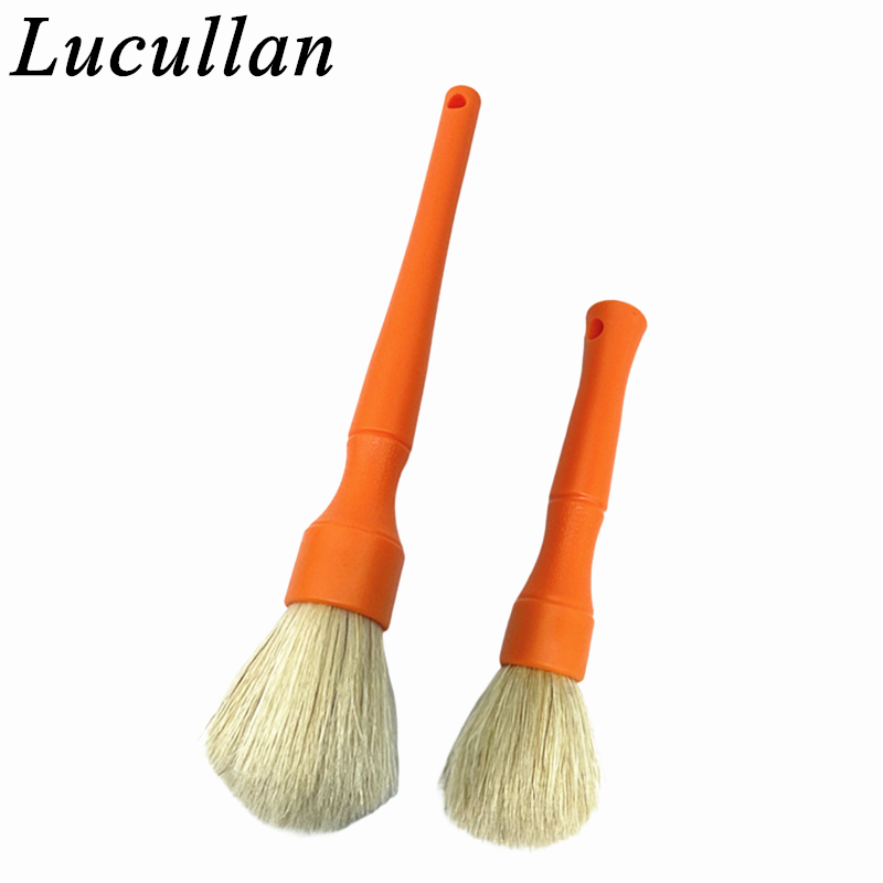Lucullan Cepillos de limpieza premium de pelo de jabalí natural súper densos para espacios pequeños, bahías de motor y detalles exteriores: Gris