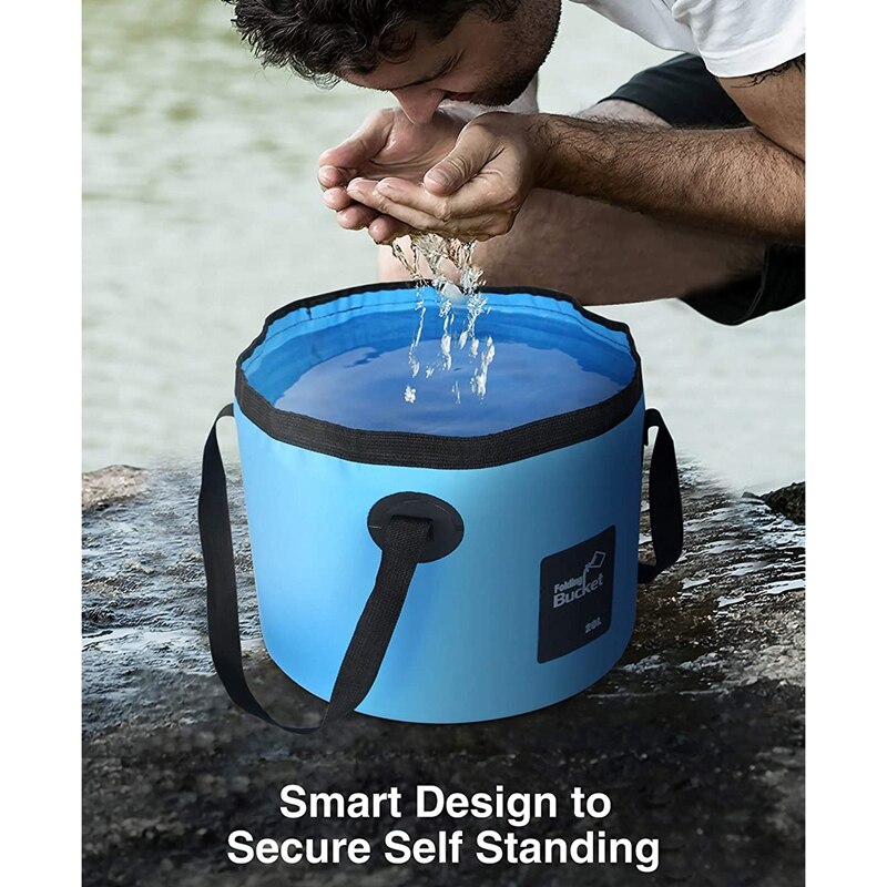 Składane wiadro z uchwytem przenośne lekkie zewnątrz umywalka wiadro wędkarskie składane wiadro na kemping piesze wycieczki 20L