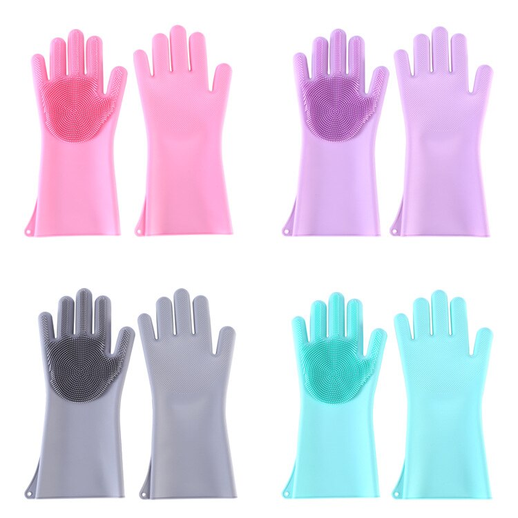 Pas mal mains magique Silicone brosse à vaisselle vaisselle éponge gommage gants fait cuisine nettoyage 1 paire