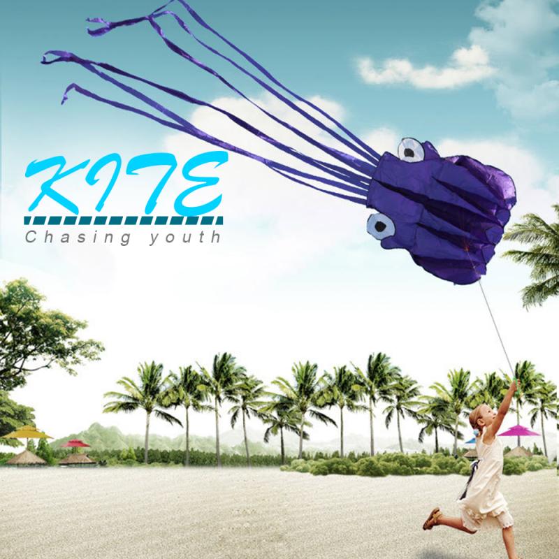 Outdoor Toys Octopus Kite Single 5.5M Large Foldable Kite Easy Fly Stunt Foldable Big Octopus Kite With 30m Flying String