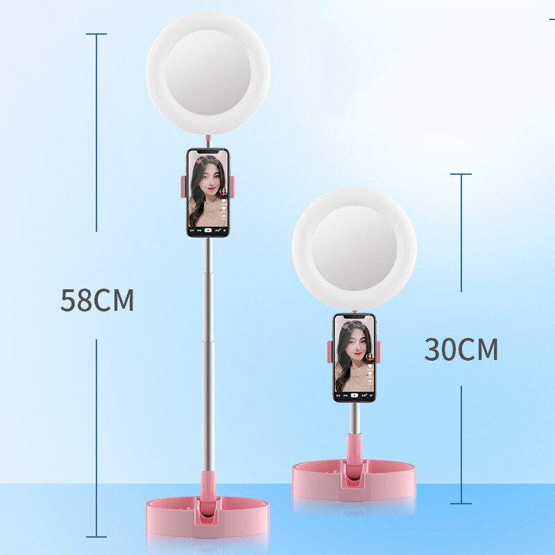 Desk Live LED Selfie Ring Light with Phone Holder Universal Selfie Ring Light with Make Up Mirror Photography Lamp LED Light