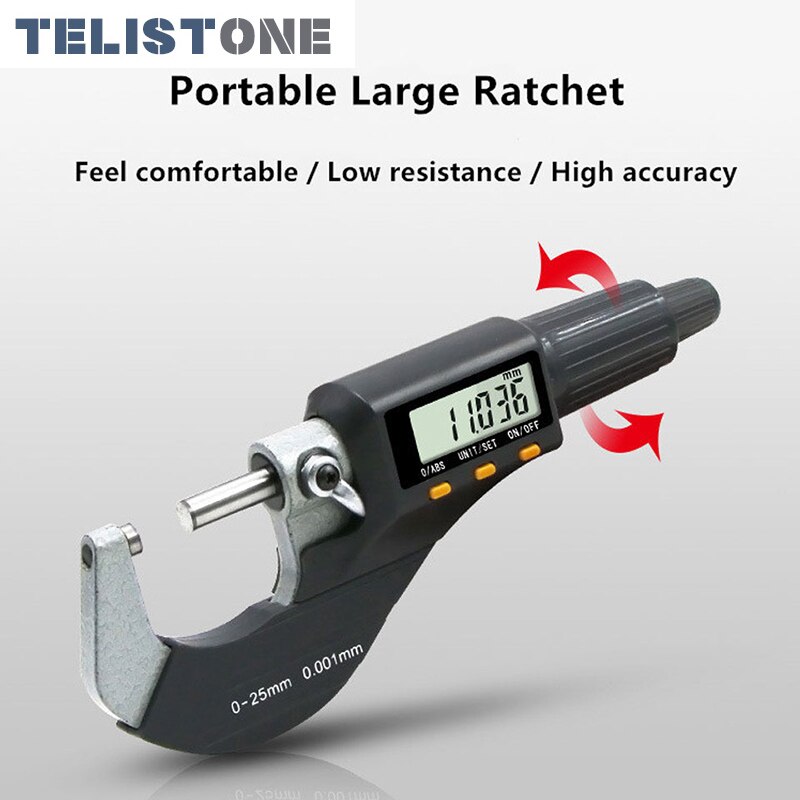 0-25 mm Electronic Outside Micrometers 0.001mm with Extra Large LCD Screen Digital Micrometer Electronic Digital Measure Tools
