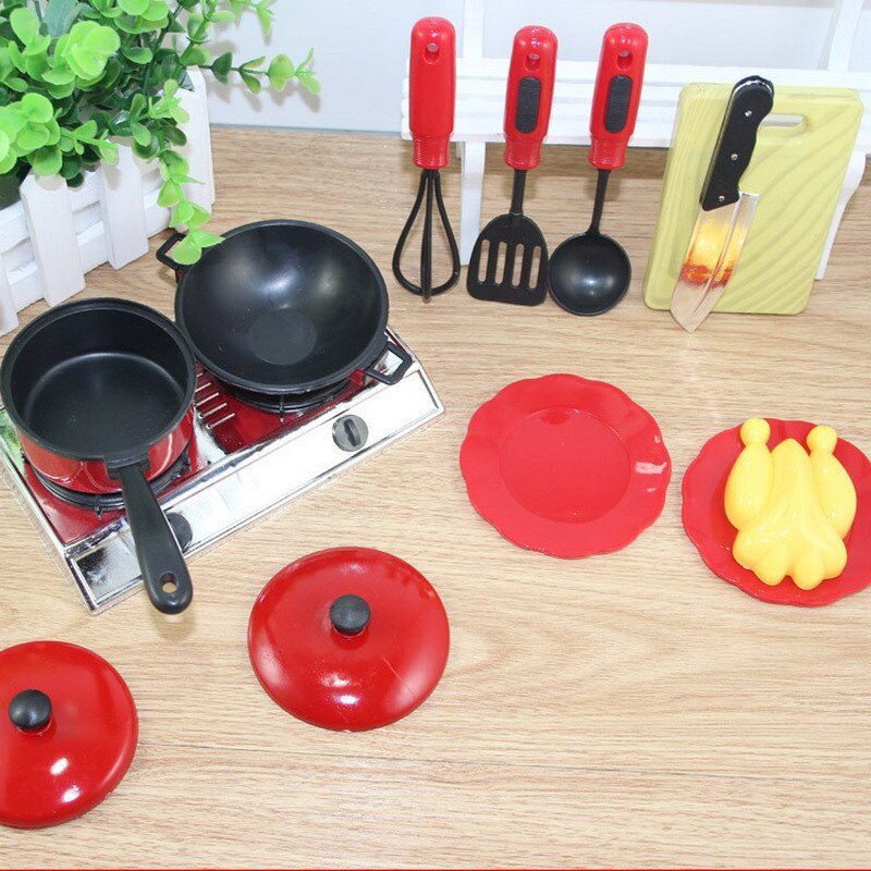 13 Set/LOT Handle Pan Mini Kitchen Cookware Pot Pan Kids Pretend Cook Play Grill Pan P20