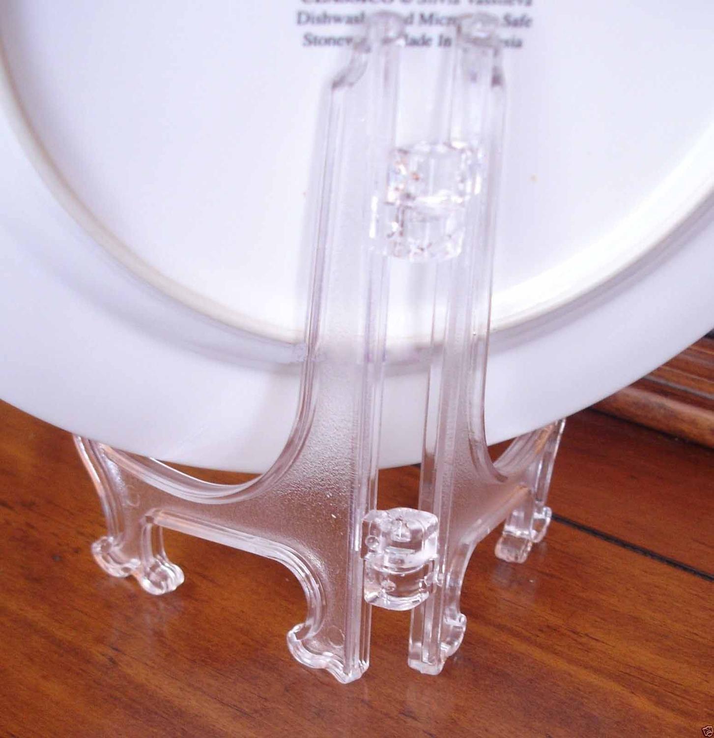 1pc 3/5/7/9inch Clear Plastic Plate Display Stand Picture Frame Transparent Easel Holder Arts Case Holders Photo Display