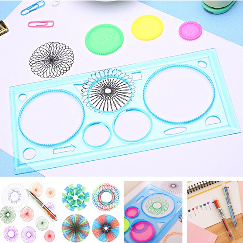 Spirograph Geometric Ruler And Ballpoint pen Students Drawing Toys Painting Drafting Tools Template Kids Learning Art Tools