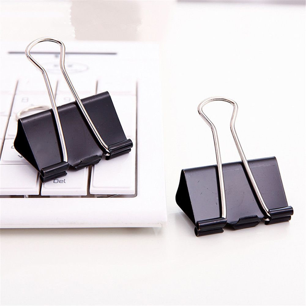 12pcs Metal Binder Clips 19/25/32/41mm Tickets Photos Paper Holder Office Document File Paper Clamp School Binding Supplies