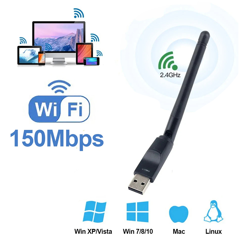 Mini USB WiFi Adapter 150Mbps 2.4GHz Wireless Network Card MT-7601 Network Card Wireless Wi-Fi Receiver for PC Laptop Desktop