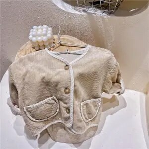 Vidmid Herfst Jongens En Meisjes Corduroy Jas Koreaanse Kinderen Lange Mouwen Enkele Breasted Western Style Leisure Jas P5360: 2 / 3T