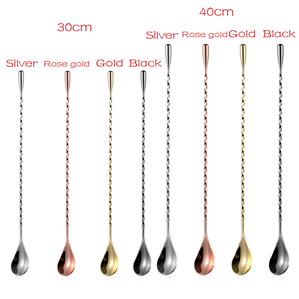 1PC Stainless Steel Stirring Cocktail Spoons Spiral Teadrop Spoon Bartender Tools Eco-Friendly Kitchen Supplies Accessories