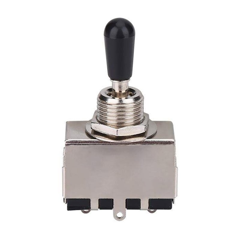 ABGZ-1Pc Guitar 3 Way Toggle Switch, Metal Enclosed 3 Way Selector Switch With Black Tip Knob Replacement Part For Lp Style El