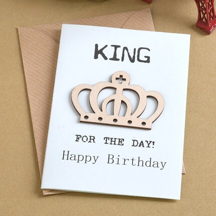 6pcs Mini Birthday Cards Wood Message Kids Party Greeting Cards: MINI-1910-01