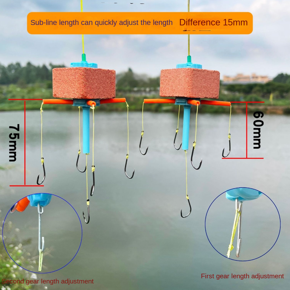 String Hook Fishing Bait Cage Carbon Steel Anti Winding Line Group Feeder Sinker Five Hook Bighead Carp Specific