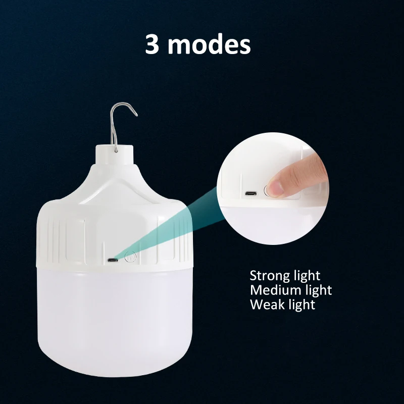 Draagbare LED-lampen USB oplaadbare campinglantaarn Outdoor hanglampen Noodverlichting Nachtmarktkraamlamp