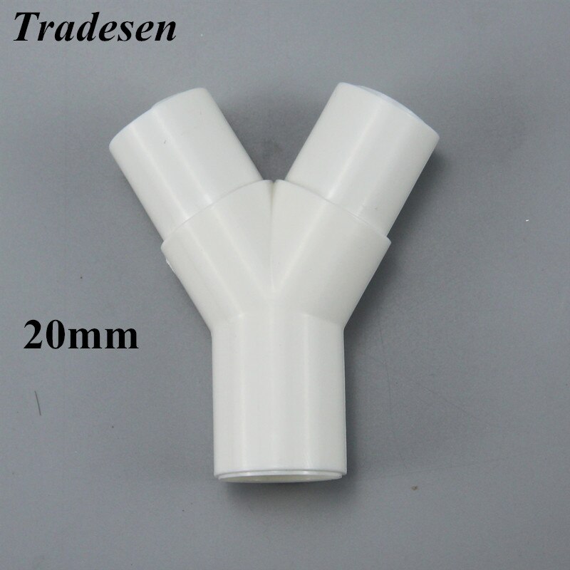 1 st pvc tradesen 16mm/20mm plast y-formad trevägsgaffel vattenrör y tee anslutning akvarie koppling upvc rör adapter