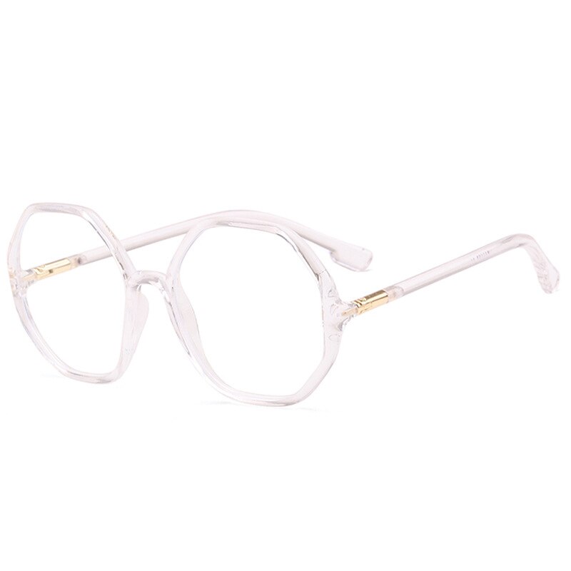 ¡Novedad de ! Gafas poligonales lisas, con luz azul montura de gafas, gafas de gran personalidad retro a la para hombres y mujeres: Transparente