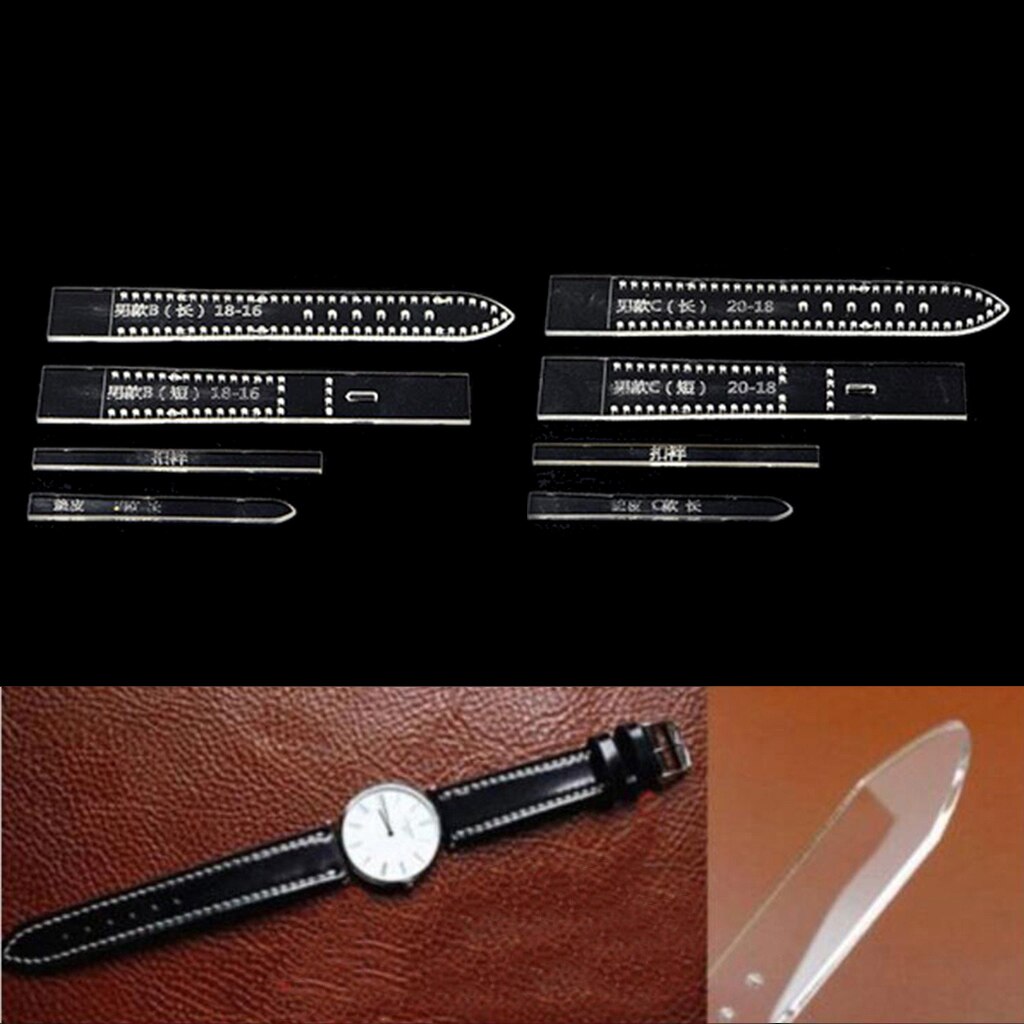2 Sets Transparant Acryl Horlogeband Strap Stencils Sjabloon Tools Voor Leer Diy Ambachten