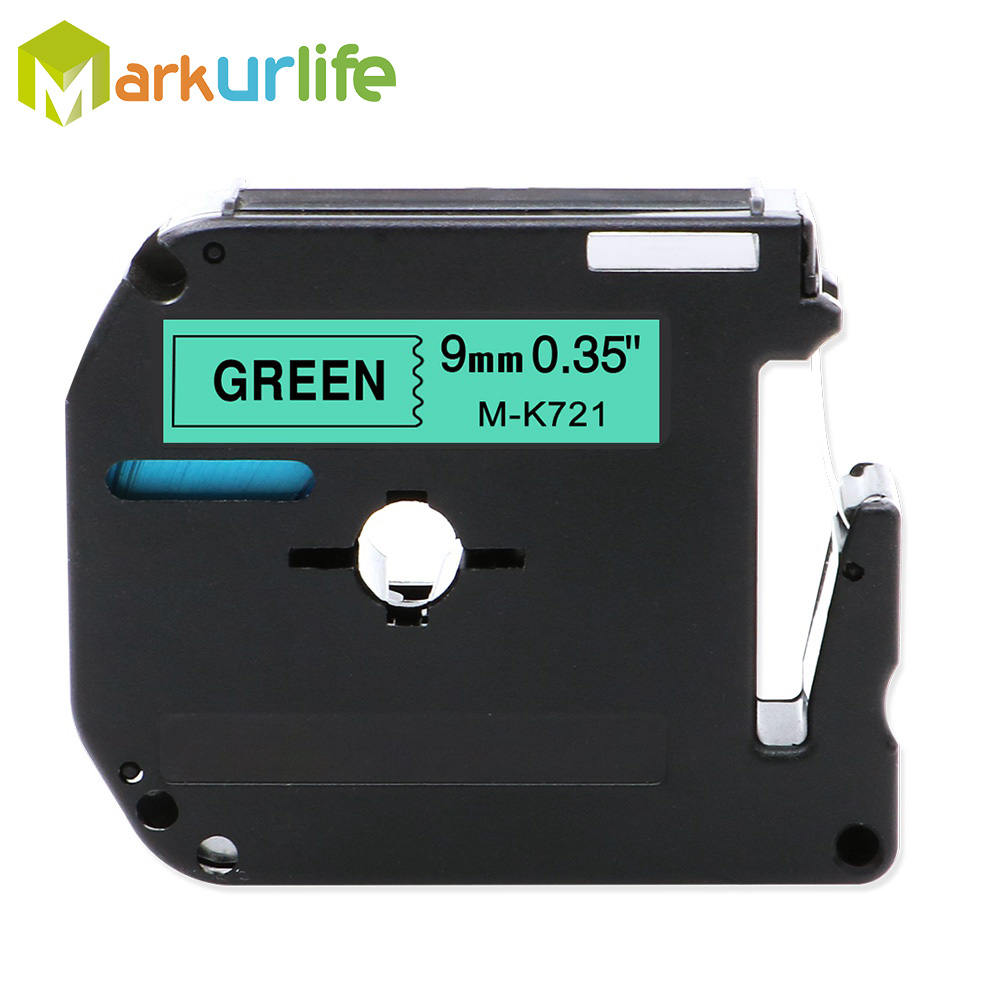 1PC 9mm*8m M-K221 M-K121 M-K621 M-K421 Label Tapes Compatible for Brother p-touch Label Printer ribbon M-K221 MK-221 mk221 MK221: Black on Green