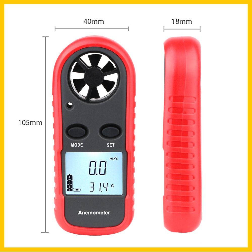 Portable Wind Speed Meter Digital Anemometer Thermometer 30m/s LCD Backlit Hand-heldMeasuring wind speed Tool WT816