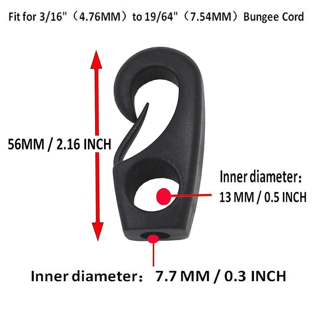 Gancho para cordones Kayak cuerda elástica de nailon Terminal Tabbed S ganchos para cordones de choque 3/16, 13/64, 7/32, 15/64, 1/4, 17/64, 9/32, 19/64, pulgadas