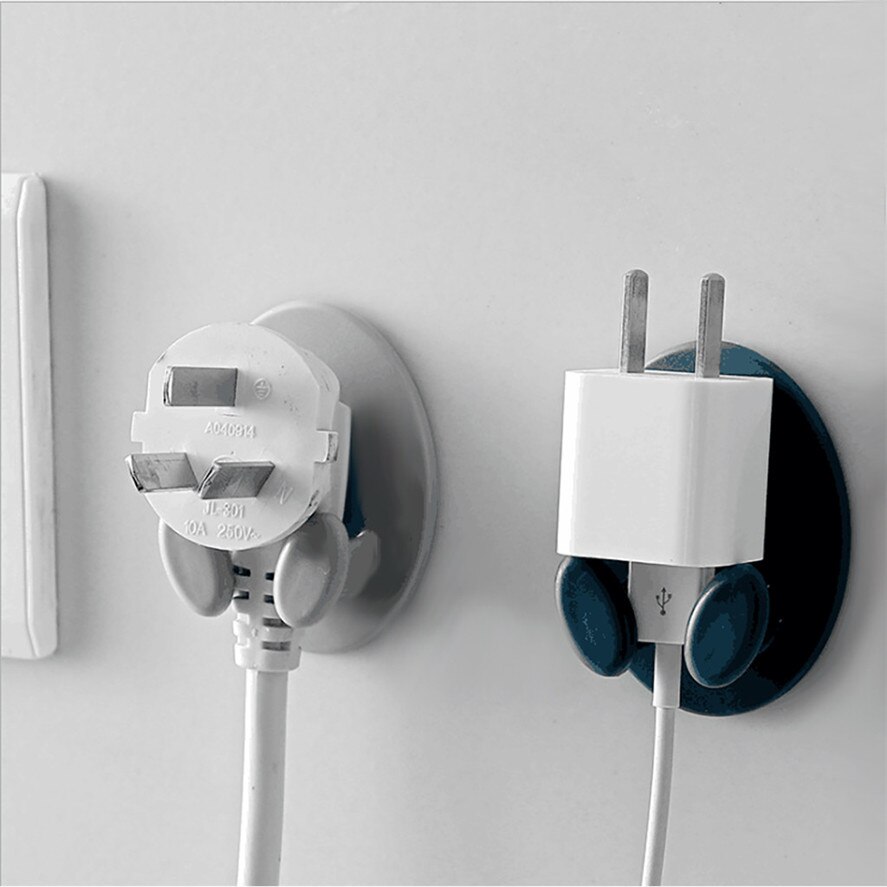 Wall Adhesive Plug Hook 4PCS Hook Socket Holder Power Cord Storage Rack Multi-function Plug Hooks 0516#30