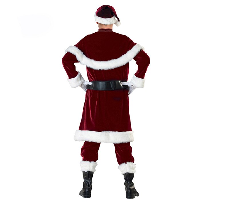 Costume de noël de luxe rouge pour adultes, tenue amusante pour fête de noël, M-XXXL