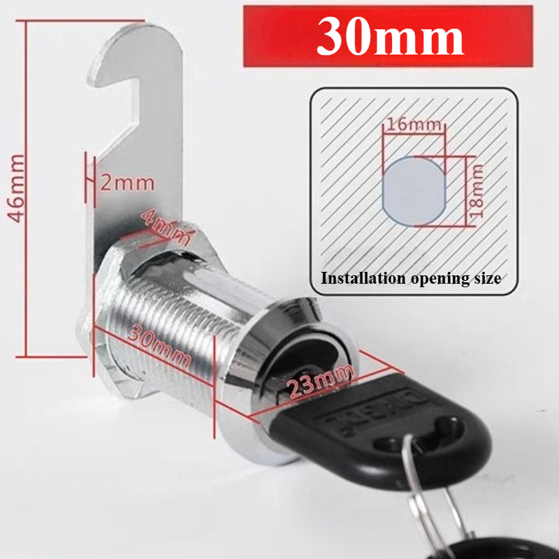 Cam Lock Security Lock 16-40mm Cabinet Cam Lock Door Barrel Drawer Filing Cabinet Post Mail Box Furniture Locker Cupboard 2 Key: Beige