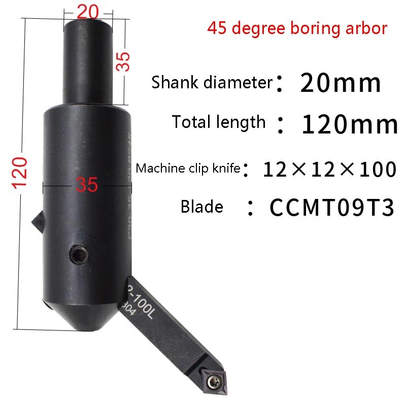 1pc Milling Machine Boring Bar C20 Shank Adjustable Boring Reaming Toolholder 45 Degree Thick Boring Tool Shank Lathe Tool