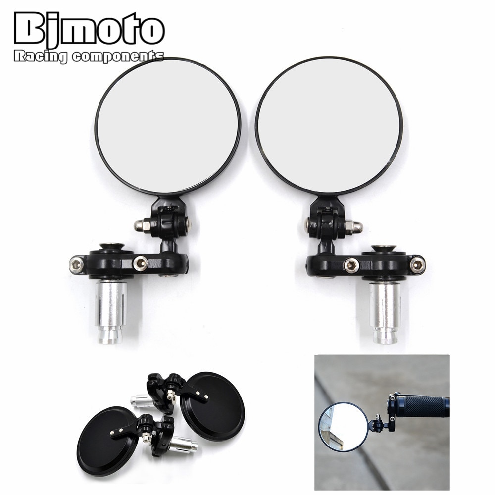 Motorbike Side Mirror Aluminum Round Motorcycle Mirror Handlebar End Rearview Motorcycle Grip Bar Universal Handle Bar Mirrors