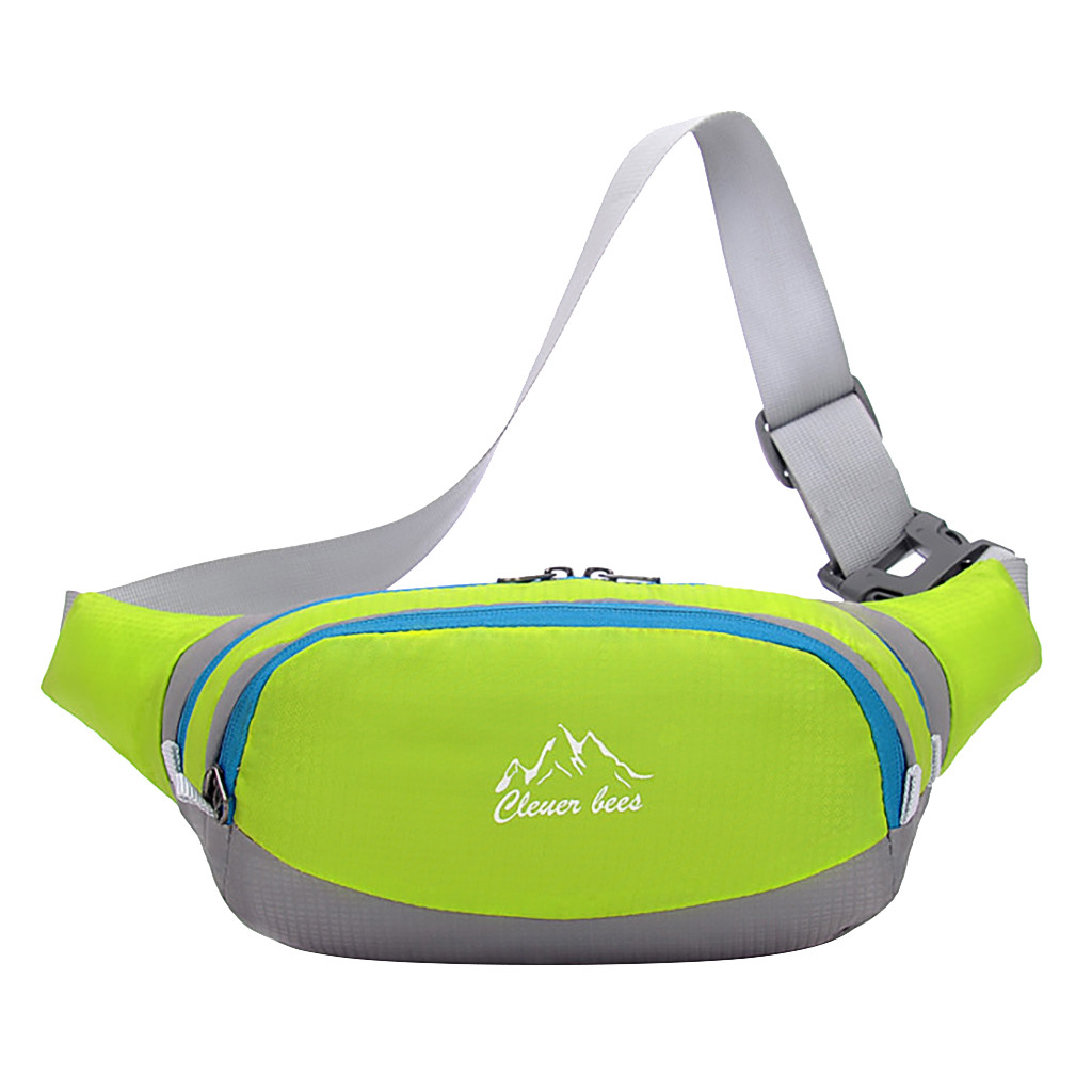 Casual Waist Packs Men Women Waist Bag Unisex Sport Fitness Nylon Chest Bags Adjusted Belt Fanny Packs Zipper Simple Waist Packs: Green