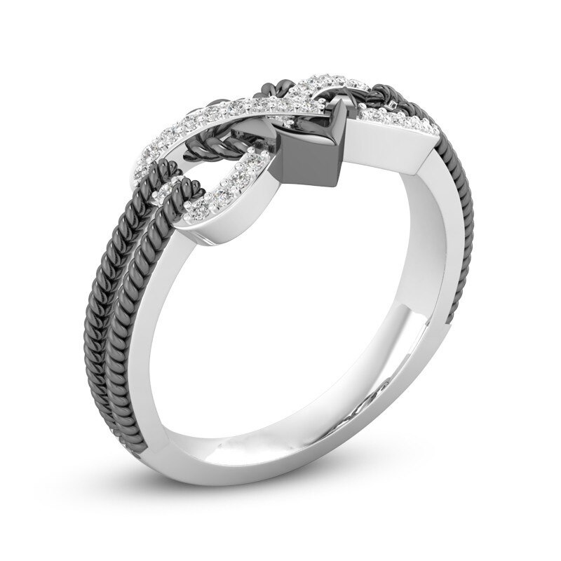 Marcatsa Anker Touw Brief 8 Verlovingsring Dubbele Kleur hartvormige Infinity AAA Zirconia Trouwringen voor Vrouwen