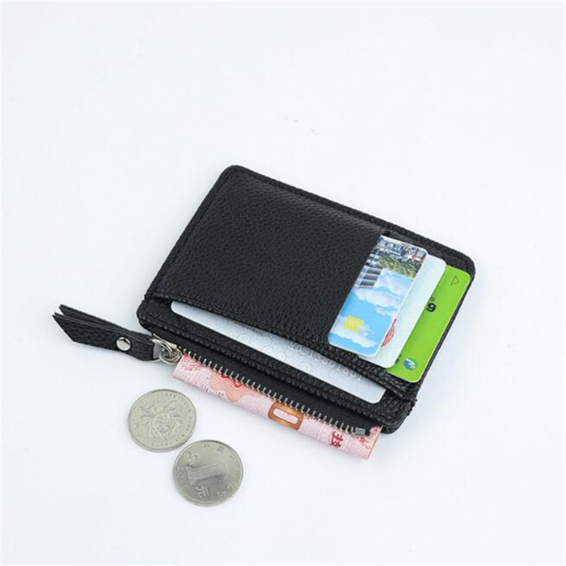 Mini ID Card Holders Bags Men/Women Business Credit Card Holder PU Leather Slim Bank Card Case Organizer Wallet Zipper