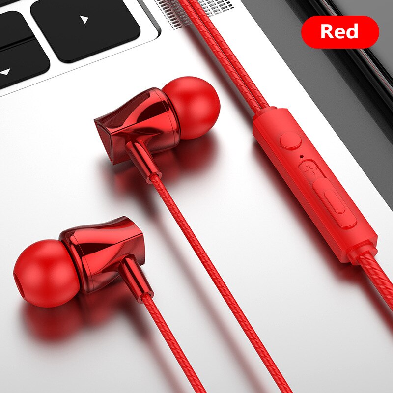 3.5Mm In-Ear Subwoofer Wired Stereo Oordopjes Oortelefoon Met Ingebouwde Microfoon Compatibel Met Smartphones Tabletten MP3 hoofdtelefoon: red