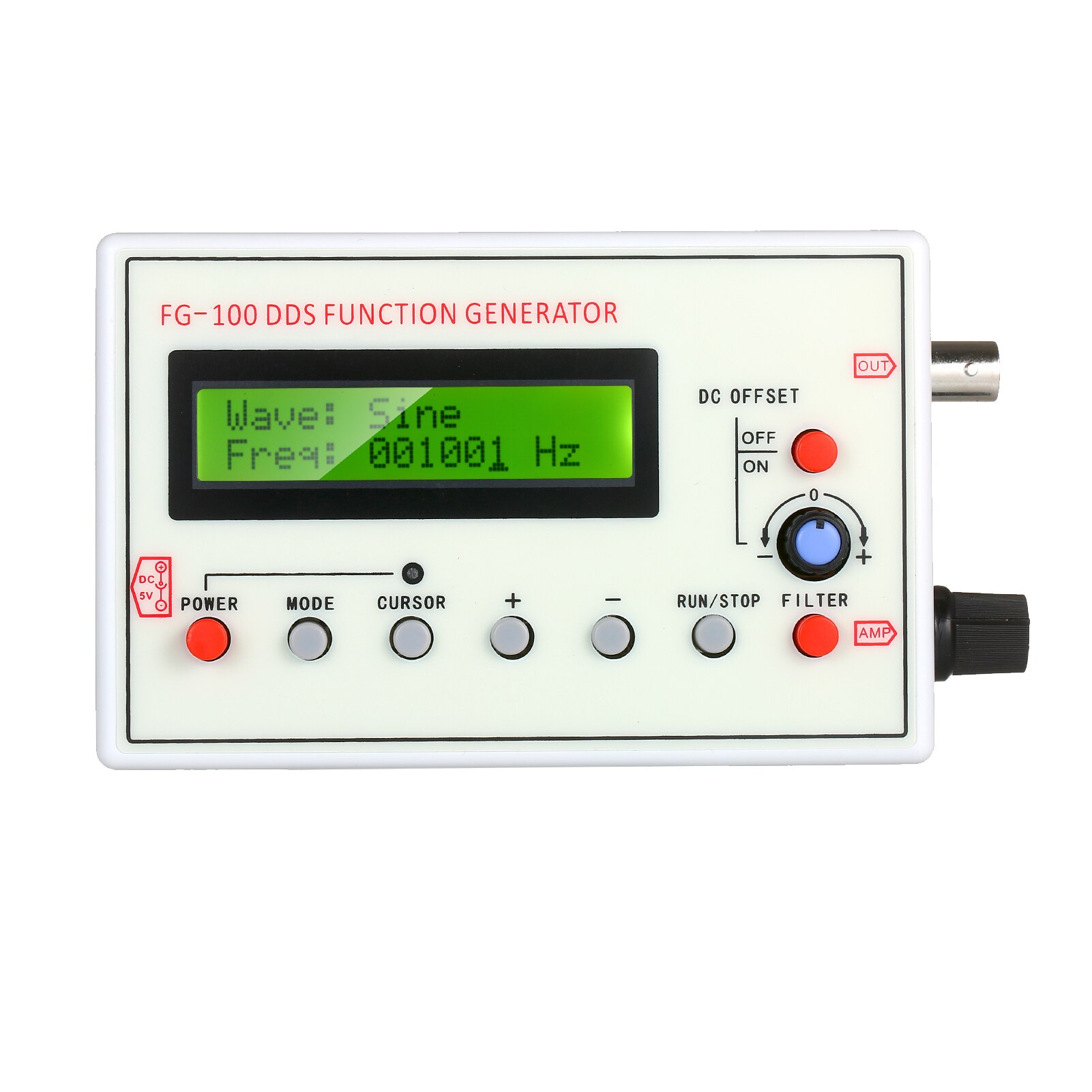 1HZ-500KHZ FG-100 DDS Functional Signal Generator Sine Triangle Square Sawtooth ECG Noise Output Source Module Frequency Counter