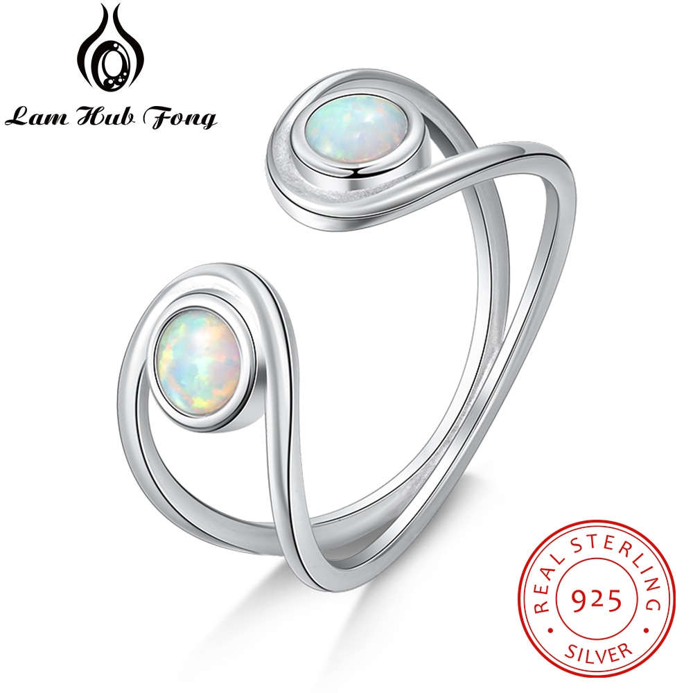 Femmes 925 bague en argent Sterling blanc opale pierre Double couche anneau ouvert creux torsadé femelle bague en argent 925 bijoux