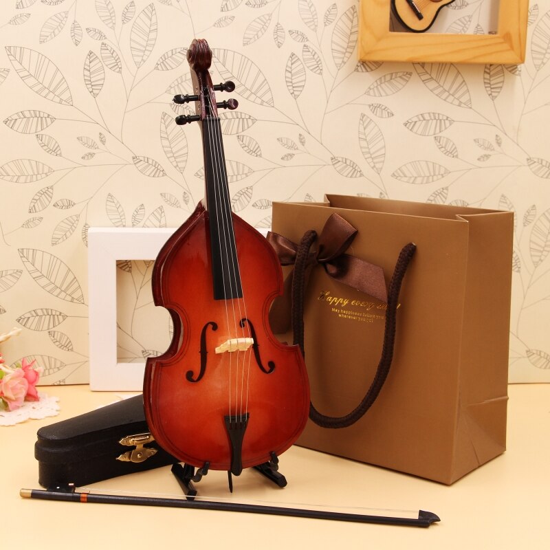 L9BD Miniature Bass Guitar Instrument Model, Exquisite Mini Guitar with Stand &amp; Case Ornaments Home Display Decor Lovers