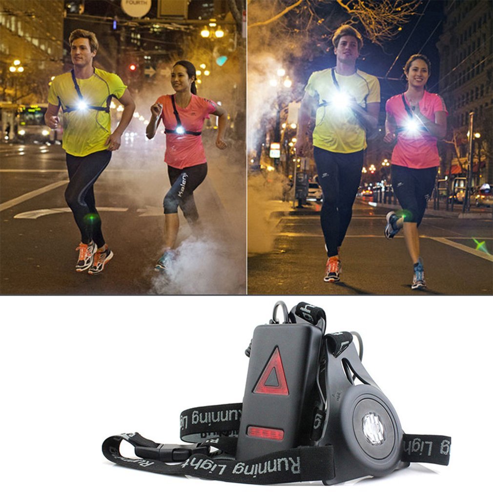 3 Modes Outdoor Sport Running Lights Xpe Led Night Running Zaklamp Waarschuwing Lichten Usb Charge Borst Lamp Wit Licht Zaklamp